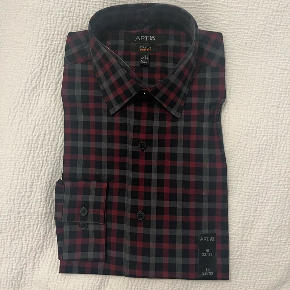 Apt. 9 Red and‎ Black Casual Button Down Shirt